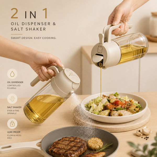 2-in-1 Glass Oil Spray Bottle & Dispenser with Pouring Spout | Kitchen Oil Mister for Air Fryer, BBQ & Cooking| 450ml