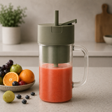 Portable Mini Crusher Juicer – USB Rechargeable Electric Juice Cup with Straw & Handle for Fresh Shakes and Smoothies