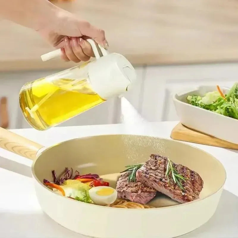 2-in-1 Glass Oil Spray Bottle & Dispenser with Pouring Spout | Kitchen Oil Mister for Air Fryer, BBQ & Cooking| 450ml