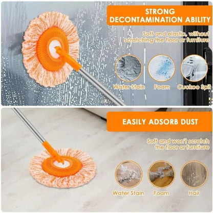 Sunflower Shape Cleaning Mop | 360° Rotating Extendable Microfiber