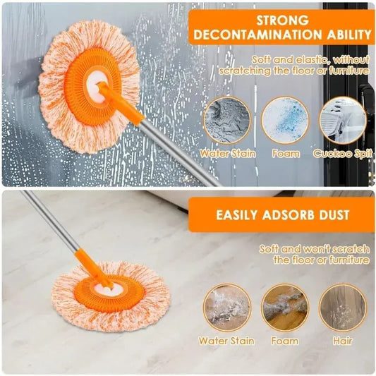 Sunflower Shape Cleaning Mop | 360° Rotating Extendable Microfiber